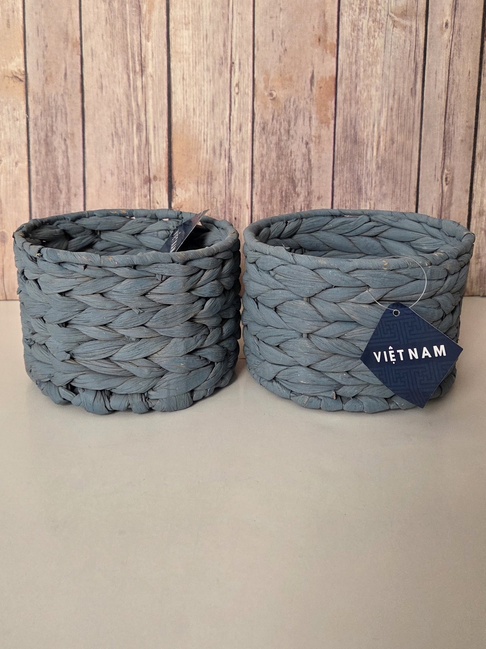 Handwoven Blue Storage Baskets - Set of 2